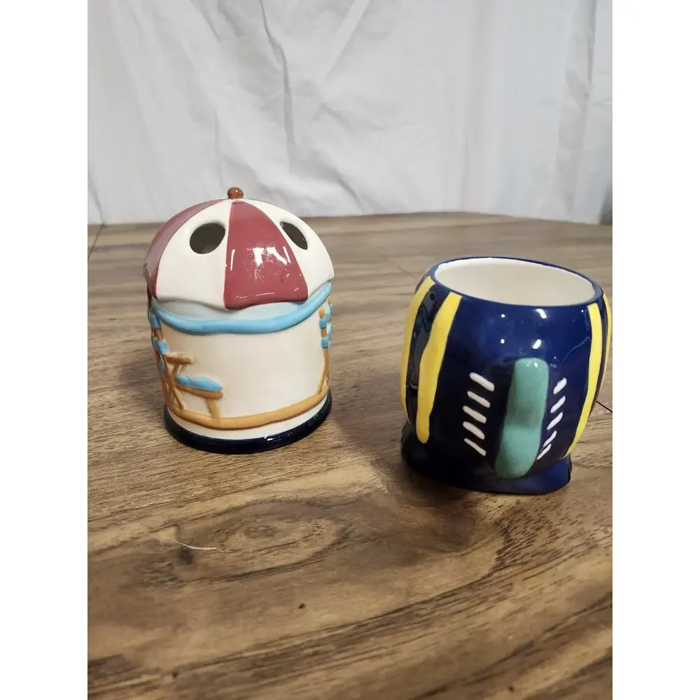 Ocean Theme Under The Sea Beach Vintage Bathroom Set Tooth Brush Holder Set